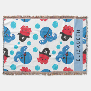 Couverture Pirate Octopus, Motif Octopus, Mer, Votre Nom