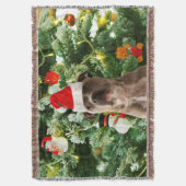 Couverture Pitbull Chien Arbre de Noël Ornements Snowman (devant Vertical)