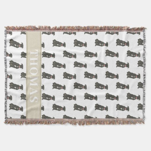 Couverture Pitbull Staffy (Noir) Bleu & Blanc (Devant)