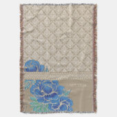Couverture PIVOÏNES BLEUES & DAMAS - Plaid (devant Vertical)