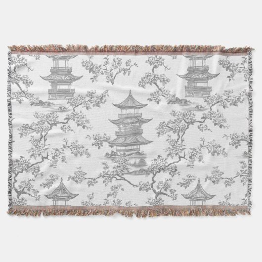 Couverture PixDezine Chinoiserie grise Pagodes Fleurs de ceri (Devant)
