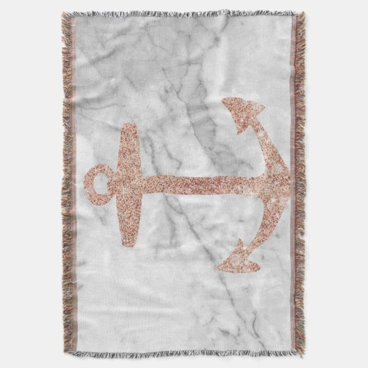 Couverture plage chic ceinturé rose or ancre marbre blanc (devant Vertical)