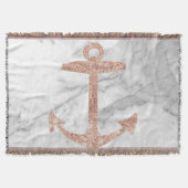 Couverture plage chic ceinturé rose or ancre marbre blanc (Devant)