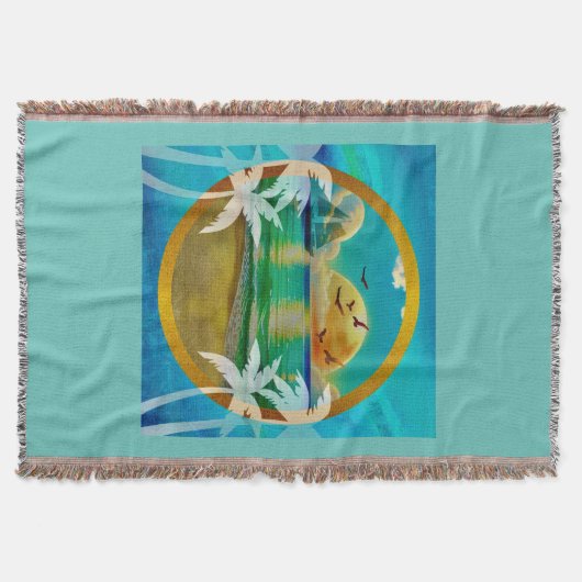 Couverture Plage tropicale moderne Palm Trees Sunset Vacances (Devant)