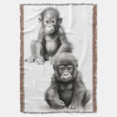 Couverture Plaid bébé chimpanzé et gorille noir et blanc (devant Vertical)