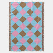 Couverture Plaid bleu, marron et rose (devant Vertical)