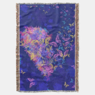 Couverture Plaid de jet avec papillons Cœur