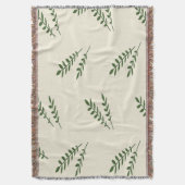 Couverture Plaid de jet crème et feuilles vertes (devant Vertical)