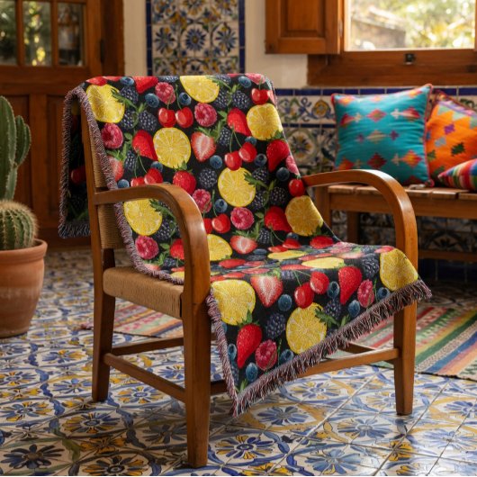 Couverture Plaid de jet de fruits vif et audacieux