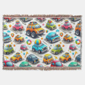 Couverture Plaid de jet épais pour enfants avec des voitures (Devant)