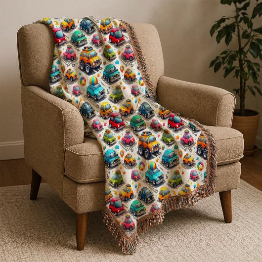 Couverture Plaid de jet épais pour enfants avec des voitures