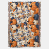 Couverture Plaid de jeté rustique à motif de citrouille – Aut (devant Vertical)
