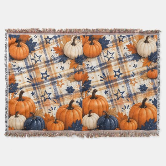 Couverture Plaid de jeté rustique à motif de citrouille – Aut (Devant)