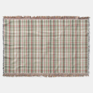 Couverture Plaid de Noël - vert rouge ivoire rustique
