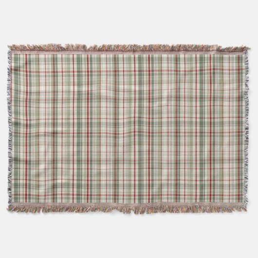 Couverture Plaid de Noël - vert rouge ivoire rustique (Devant)