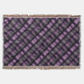 Couverture Plaid en diagonale violet profond et noir (Devant)
