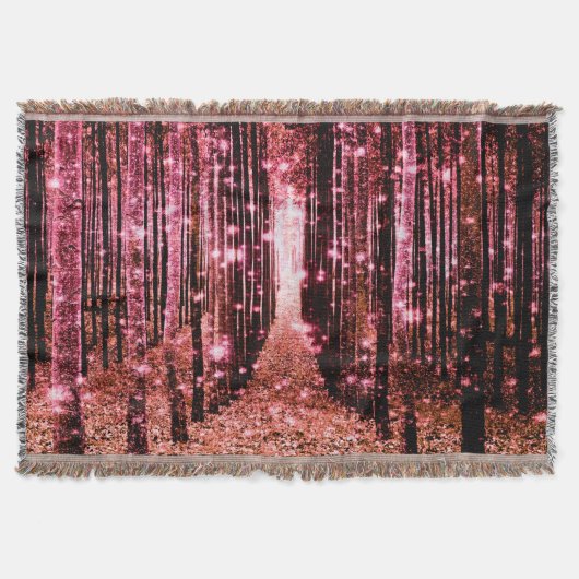 Couverture Plaid Magique de Forêt Rose Pêche (Devant)