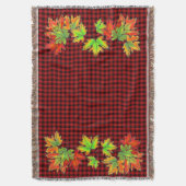 Couverture Plaid rouge avec Feuilles d'érable d'automne (devant Vertical)