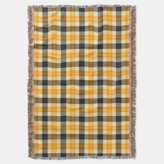 Couverture Plaid Tartan orange et noir (devant Vertical)