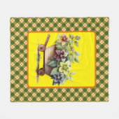 Couverture Plaid Vert Et Fleece Florale (Devant (Horizontal))