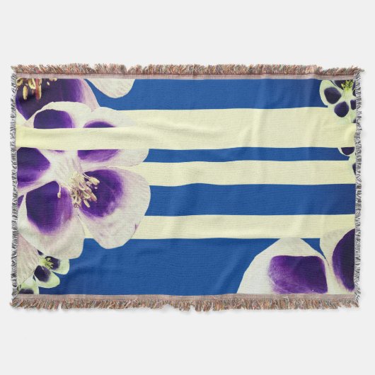Couverture Plaids, Fleurs et Bleu Jeté (Devant)