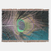 Couverture Plumes de paon sur noir et turquoise (Devant)