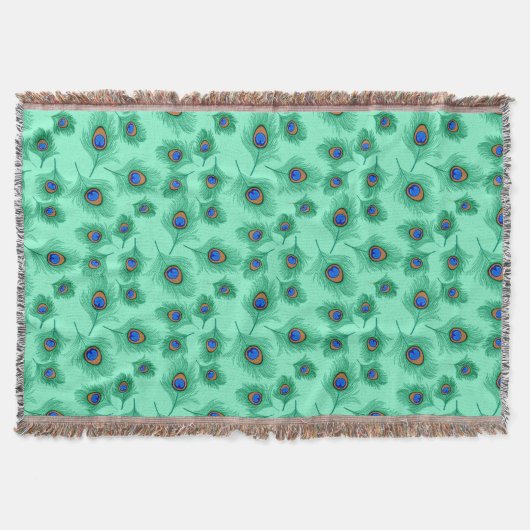 Couverture Plumes de paon turquoise sur Aqua clair (Devant)