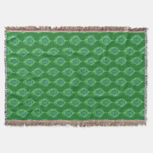 Couverture Plumes de paon, vert citron sur vert émeraude