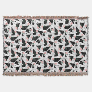 Couverture Points Abstraits modernes et fleurs roses