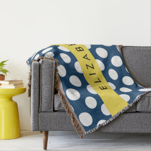 Couverture Pois Bleus de la Marine, Motif Pot Polka, Votre No