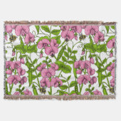 Couverture Pois doux et bourdons, rose, vert et blanc (Devant)