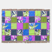 Couverture Pokii Hawaiian Floral et Patchwork Blanches (Devant)