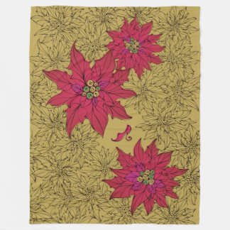 COUVERTURE POLAIRE ポインセチアと赤い靴。からし色