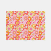 COUVERTURE POLAIRE レトロかわいいお花デザイン♡ピンク (Devant (Horizontal))