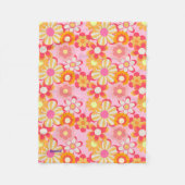 COUVERTURE POLAIRE レトロかわいいお花デザイン♡ピンク (Devant)