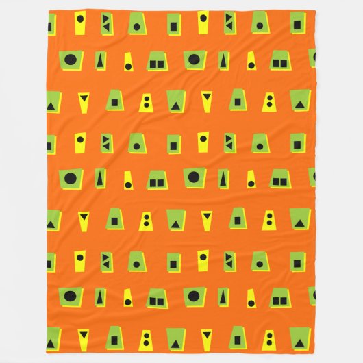 Couverture Polaire 020216 - Vert, Jaune et Noir sur Orange FF6600 (Devant)