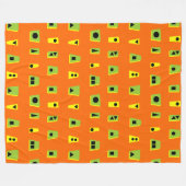 Couverture Polaire 020216 - Vert, Jaune et Noir sur Orange FF6600 (Devant (Horizontal))