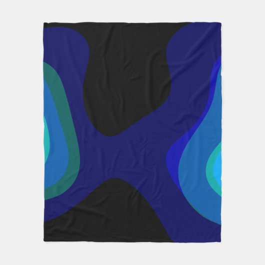 Couverture Polaire 1007 Art Abstrait Noir Et Bleu (Devant)