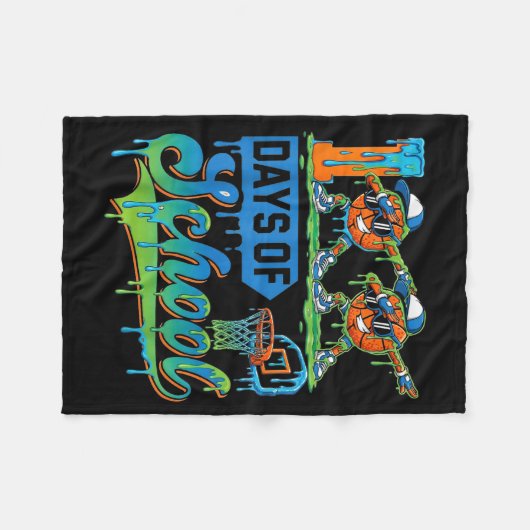 Couverture Polaire 100 Days Of School Boys Basketball Drip 100th Day (Devant (Horizontal))