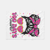 Couverture Polaire 100 Days Smarter Messy Bun 100th Day Of School Tea (Devant (Horizontal))