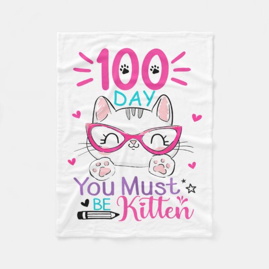 Couverture Polaire 100 Jours D'École Vous Devez Être Kitten Chat 100  (Devant)