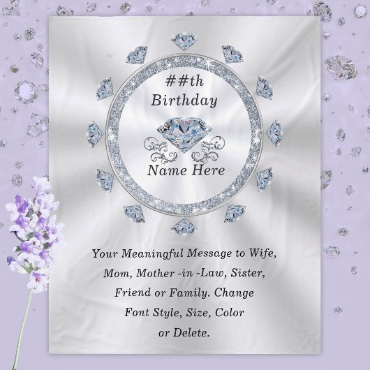 Couverture Polaire 100e, 75e, 70e, 60e anniversaire présent pour femm