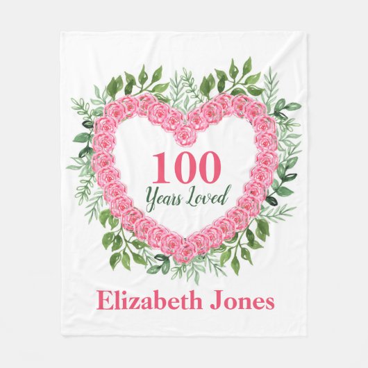 Couverture Polaire 100e Anniversaire Blanket - 100 Ans Amoureux Desig (Devant)