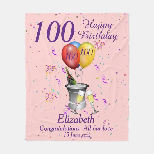 Couverture Polaire 100e anniversaire Célébration rose (Devant)