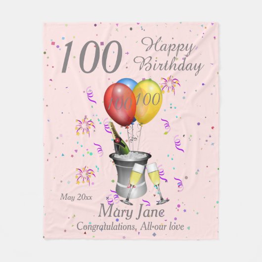 Couverture Polaire 100e anniversaire Célébration rose (Devant)