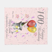 Couverture Polaire 100e anniversaire Célébration rose (Devant (Horizontal))