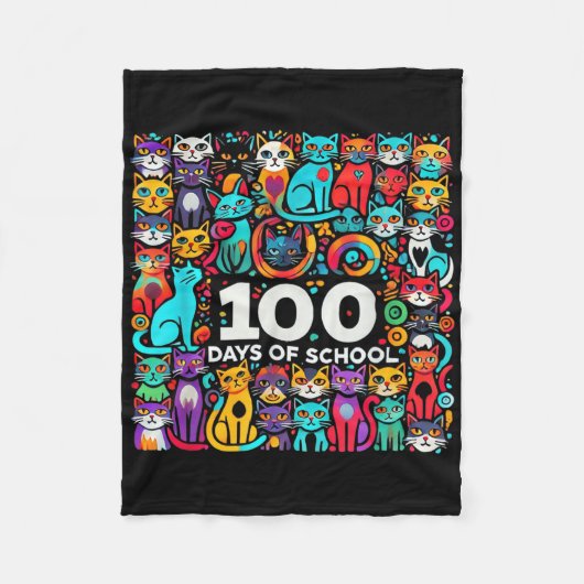 Couverture Polaire 100e Jour Chat Facile 100 Jours D'Enseignant Ensei (Devant)