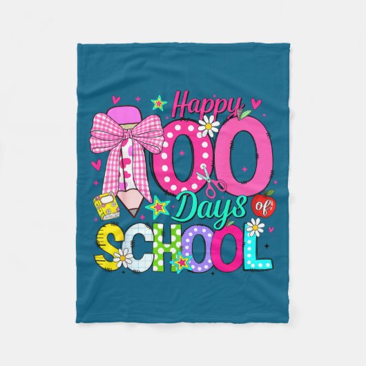 Couverture Polaire 100th day of school coquette bow girls teachers (Devant)