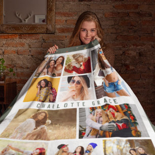 Couverture Polaire 10 Photo Étoiles modernes Stylish Nom vert