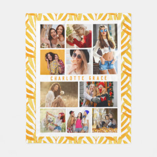 Couverture Polaire 10 Photo Moderne Design Aquarelle Feuilles Nom